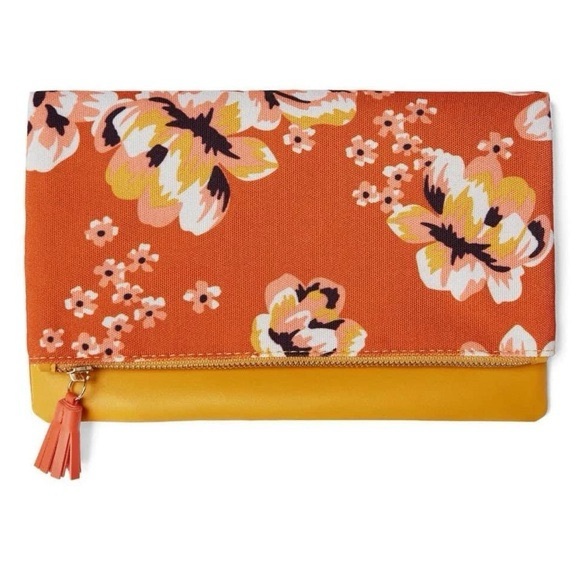 Rachel Pally Bloom Envelope Clutch Fold Over Purse Handbag Floral Reversible - Picture 3 of 5